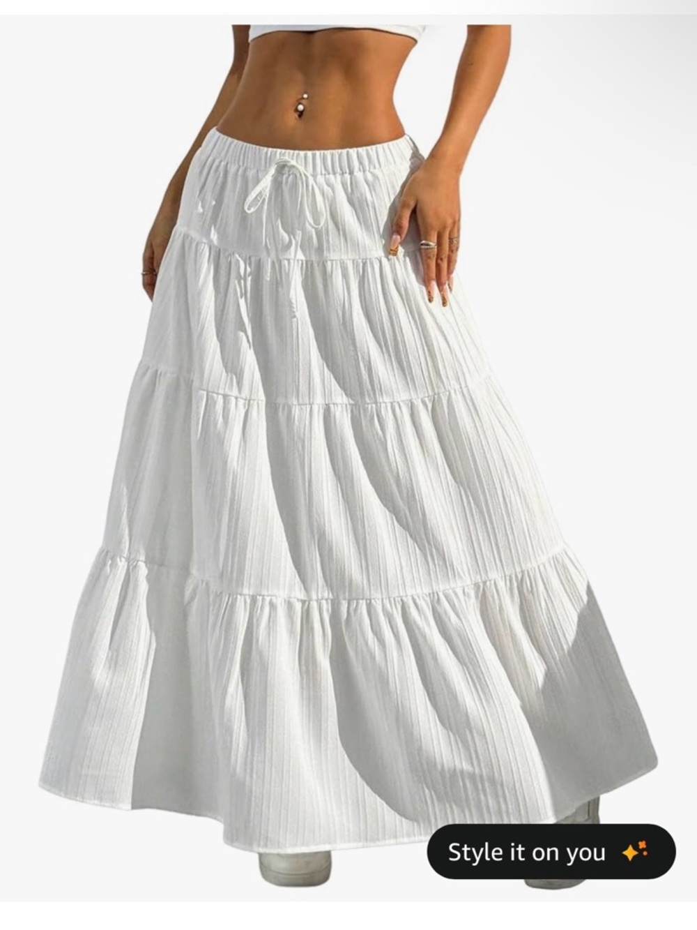 Women’s Boho Maxi Skirt with Drawstring Waist